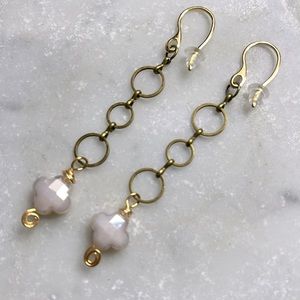 Champagne Clover Crystal Drop Earrings